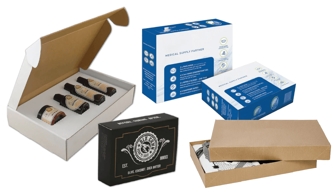 Custom boxes in a range of packaging materials