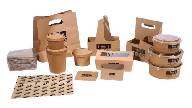 Custom-printed eco-friendly packaging shown as cut-out artwork